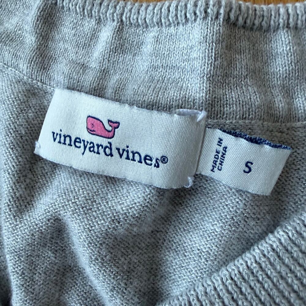 Vineyard Vines Gray Pullover V-neck Knit Sweater Sz S Preppy Spring Chic Minimal - Picture 2 of 8
